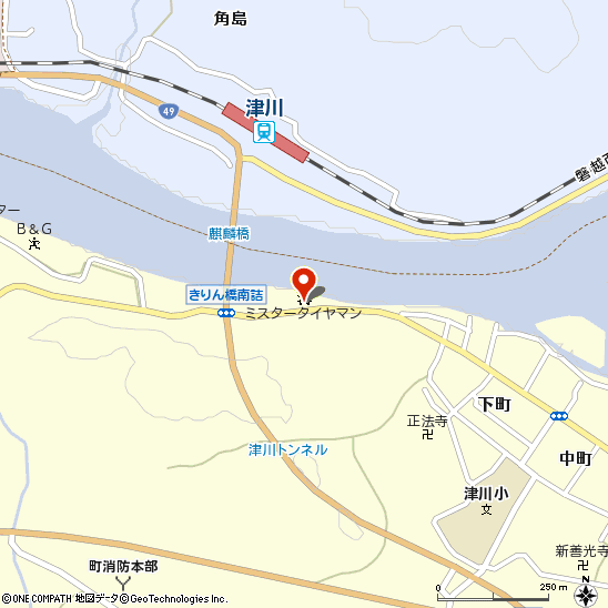 ミスタータイヤマン津川付近の地図